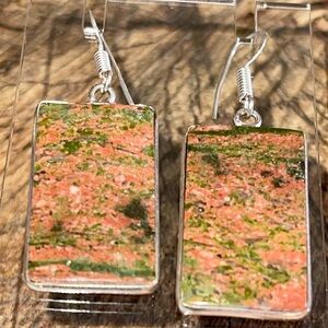 Unakite Jasper Earrings 1 7/8”